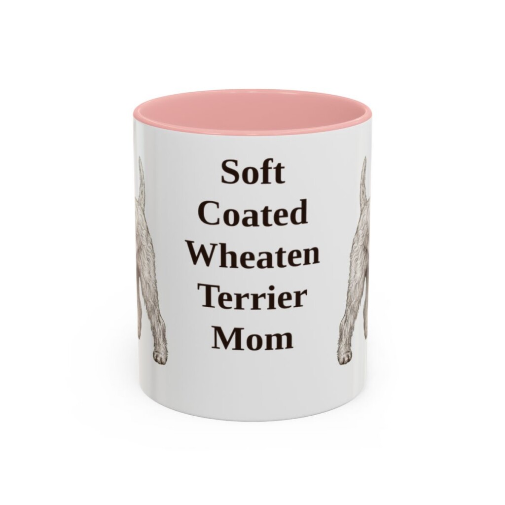 11oz Soft Coated Wheaten Terrier Dog Mom Mug, Pink, front view