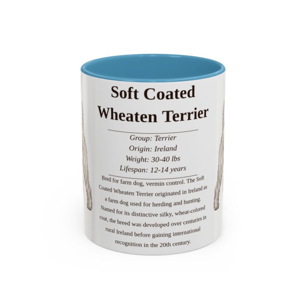 11oz Soft Coated Wheaten Terrier Mug, Light Blue, front view