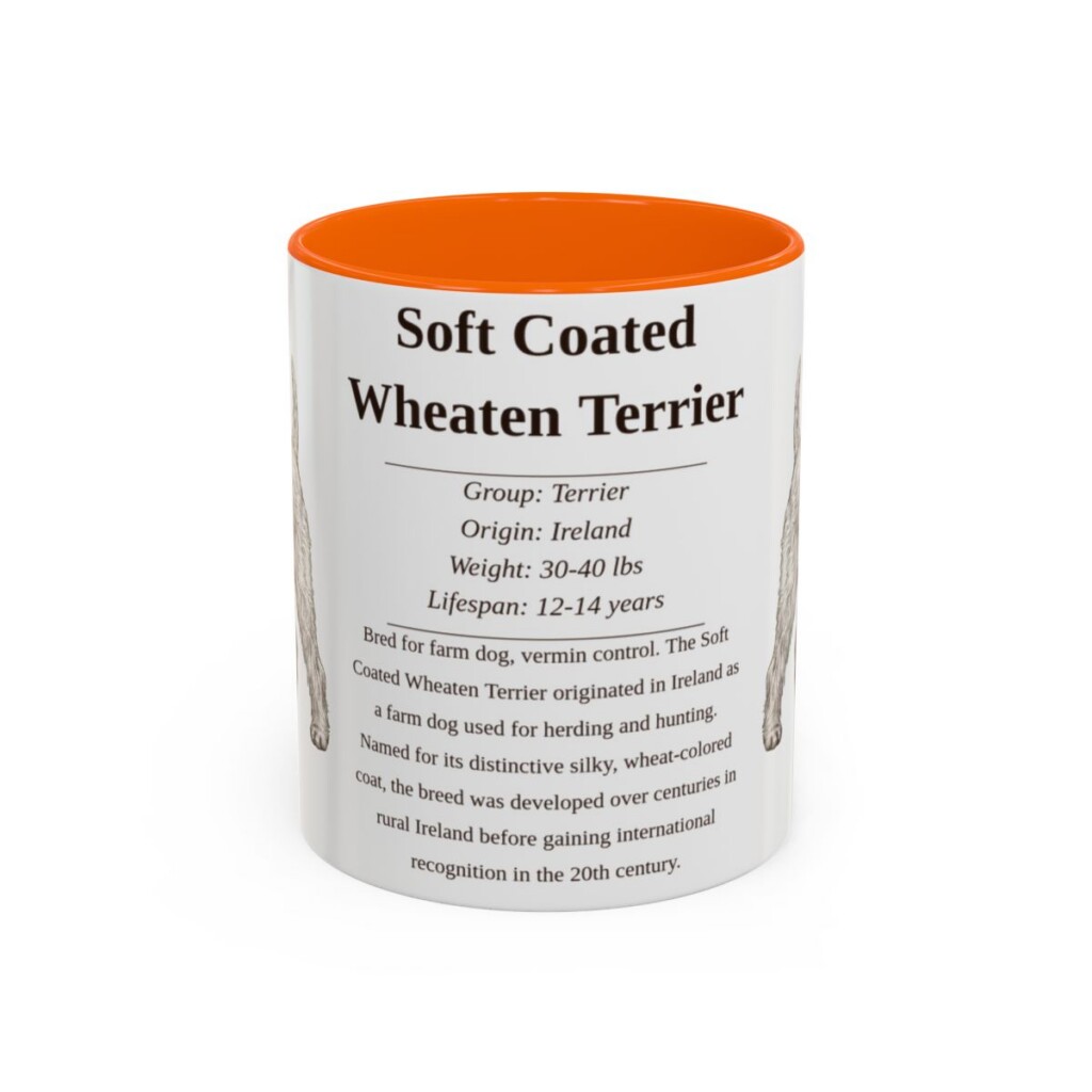 11oz Soft Coated Wheaten Terrier Mug, Orange, front view