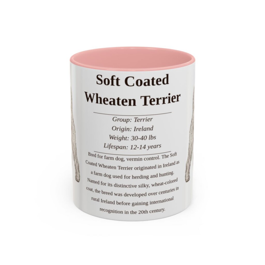 11oz Soft Coated Wheaten Terrier Mug, Pink, front view