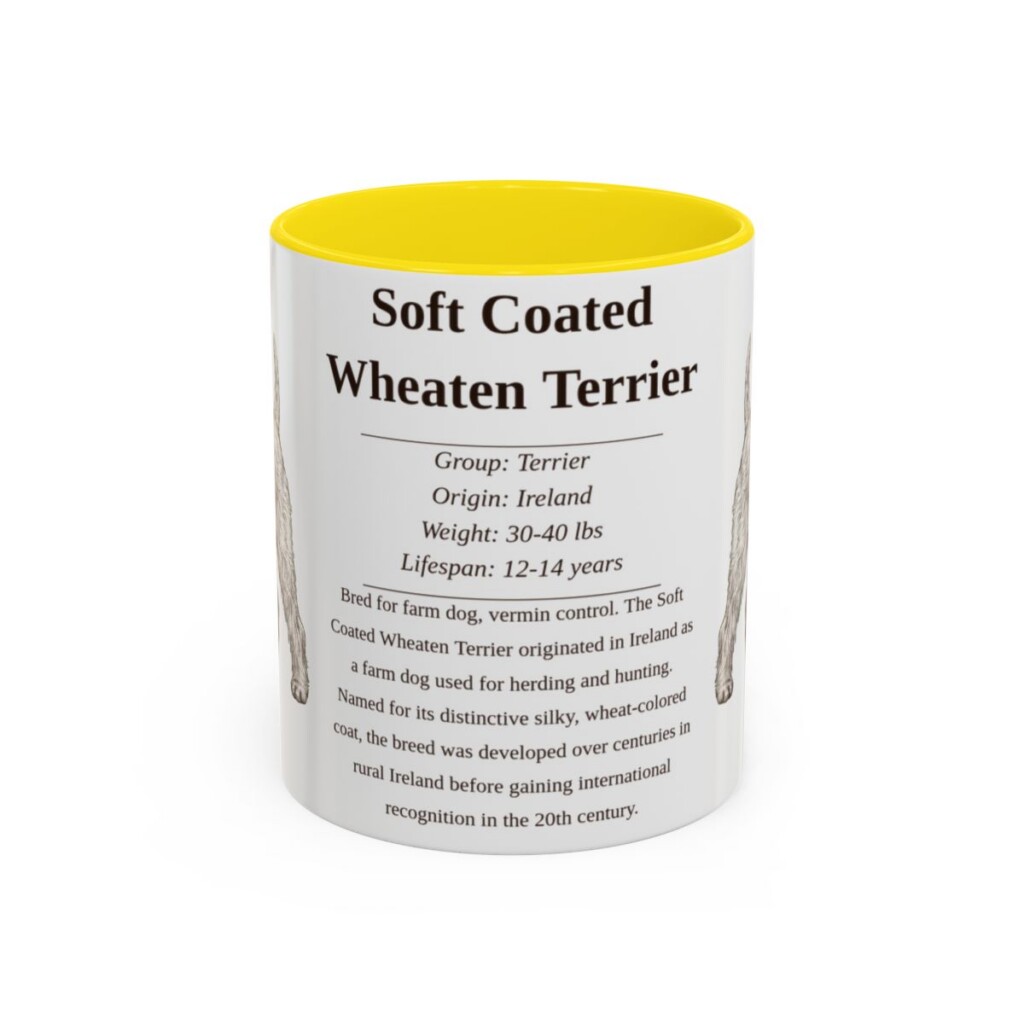 11oz Soft Coated Wheaten Terrier Mug, Yellow, front view