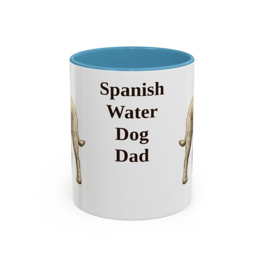 11oz-spanish-water-dog-mug-dad-light-blue 11oz Spanish Water Dog Dog Dad Mug, Light Blue, front view