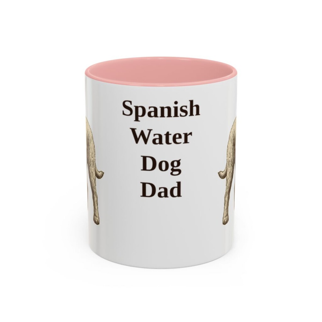11oz-spanish-water-dog-mug-dad-pink 11oz Spanish Water Dog Dog Dad Mug, Pink, front view