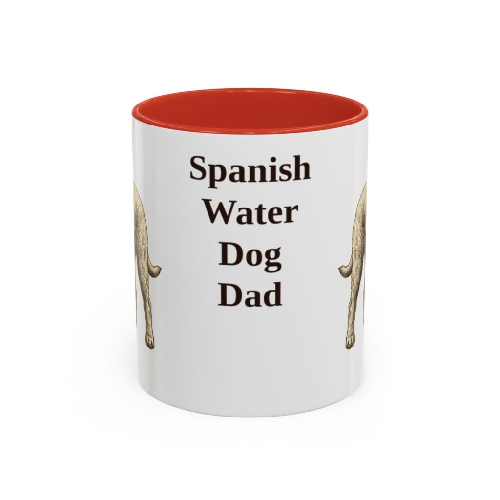 11oz-spanish-water-dog-mug-dad-red 11oz Spanish Water Dog Dog Dad Mug, Red, front view