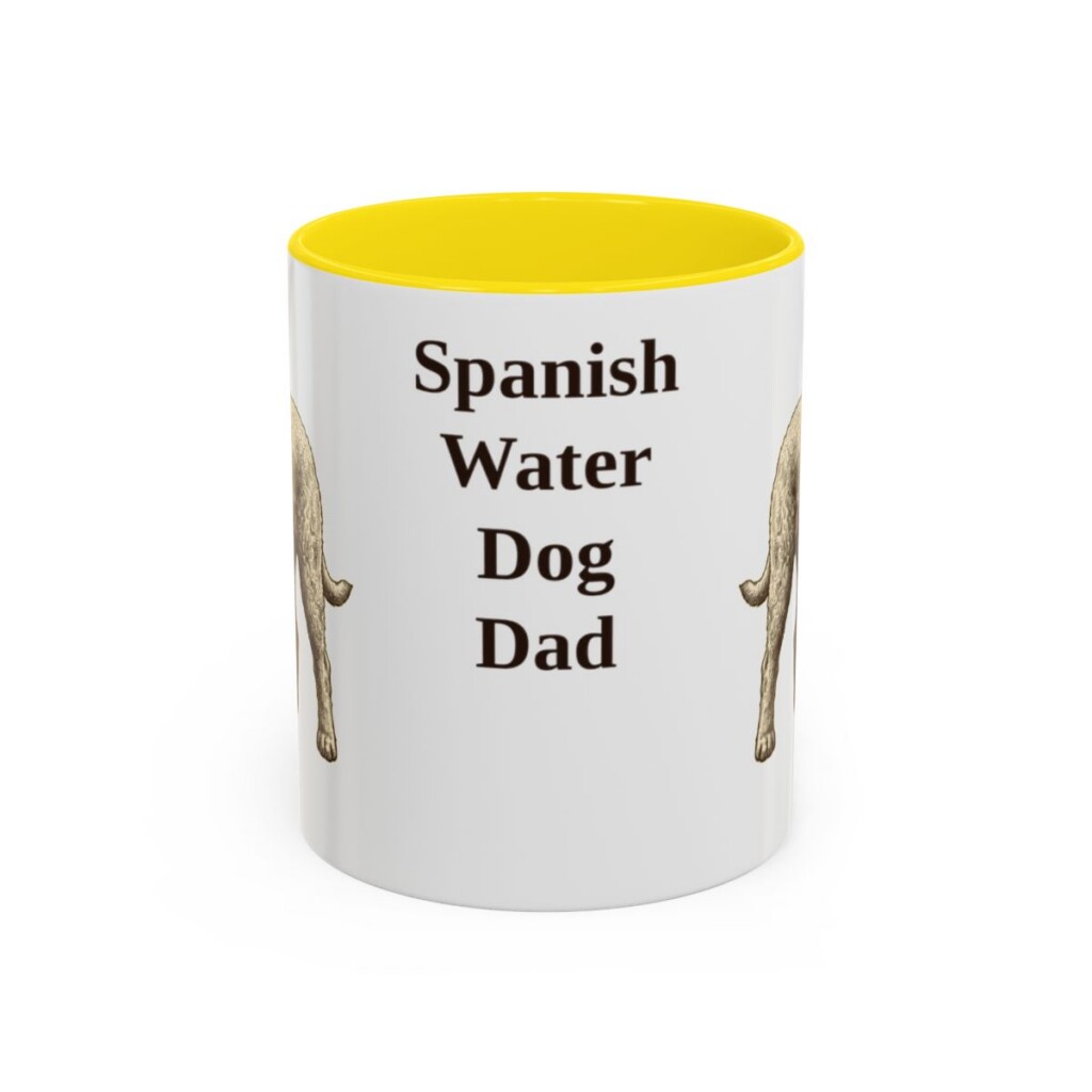 11oz-spanish-water-dog-mug-dad-yellow 11oz Spanish Water Dog Dog Dad Mug, Yellow, front view