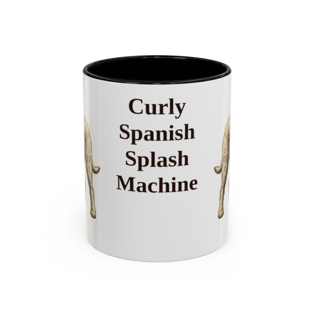 11oz Funny Spanish Water Dog Mug, Black, front view