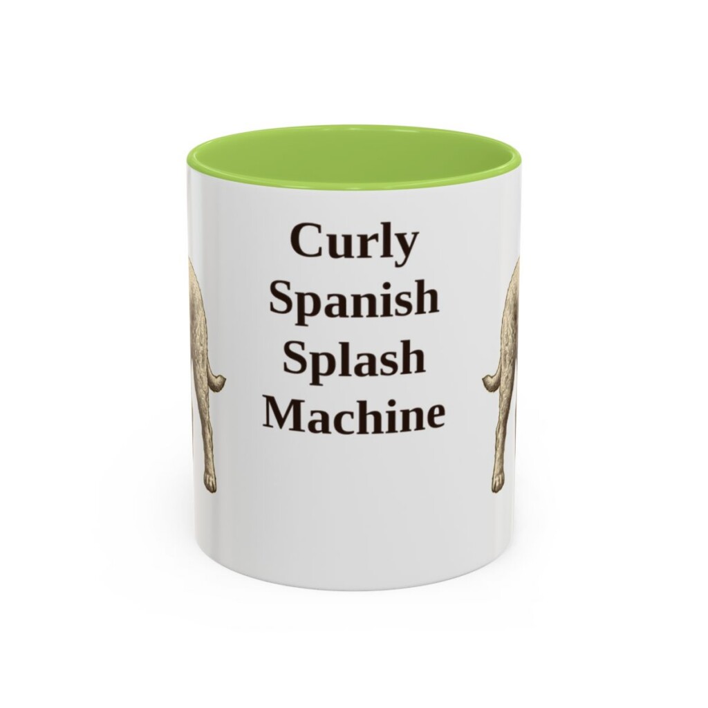 11oz Funny Spanish Water Dog Mug, Light Green, front view