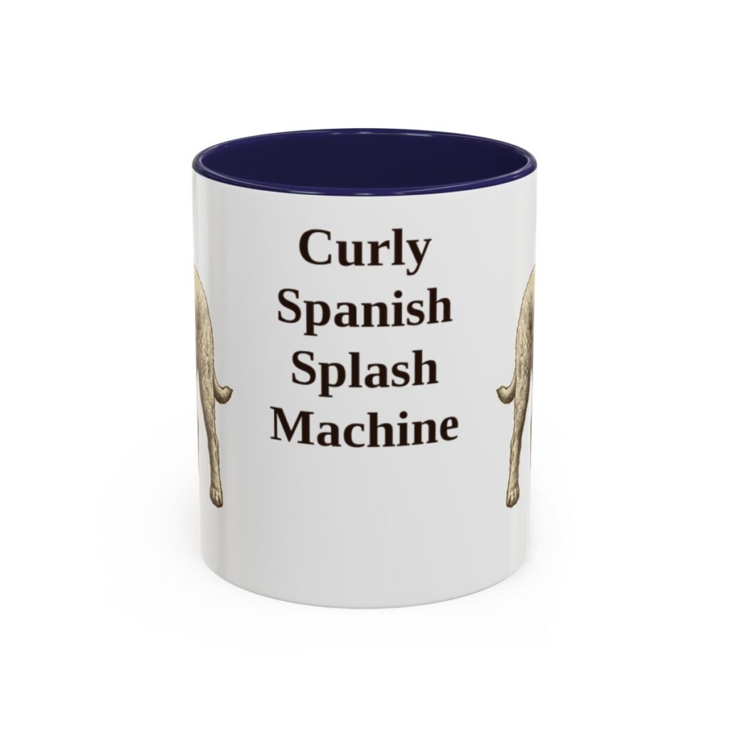 11oz Funny Spanish Water Dog Mug, Navy, front view
