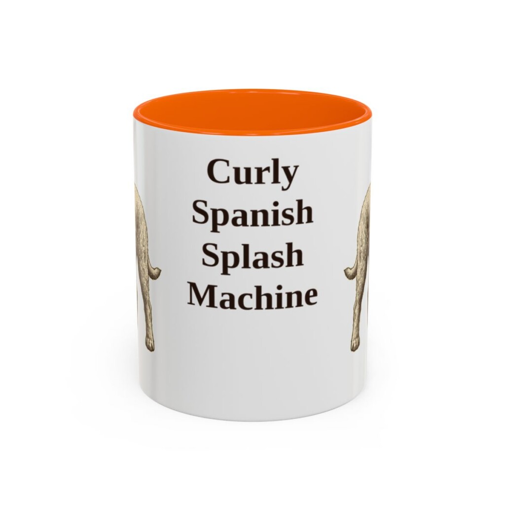 11oz Funny Spanish Water Dog Mug, Orange, front view