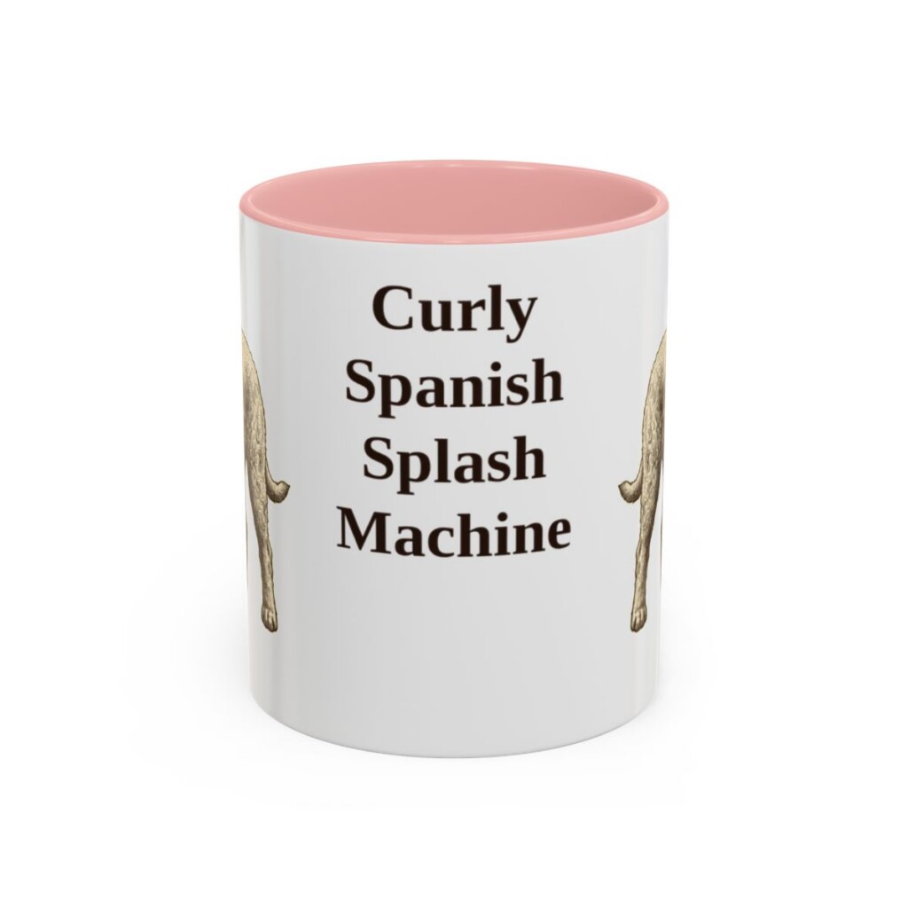11oz Funny Spanish Water Dog Mug, Pink, front view