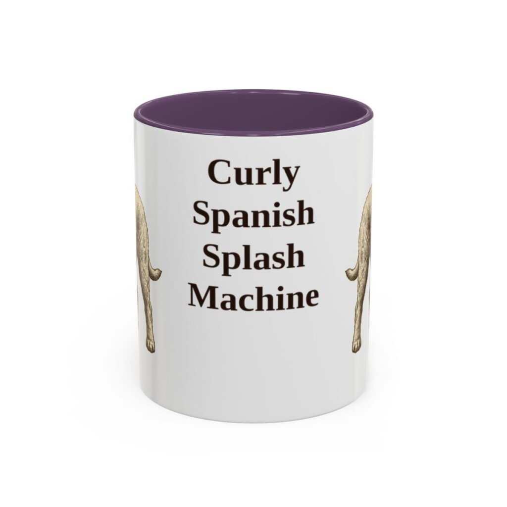 11oz Funny Spanish Water Dog Mug, Purple, front view