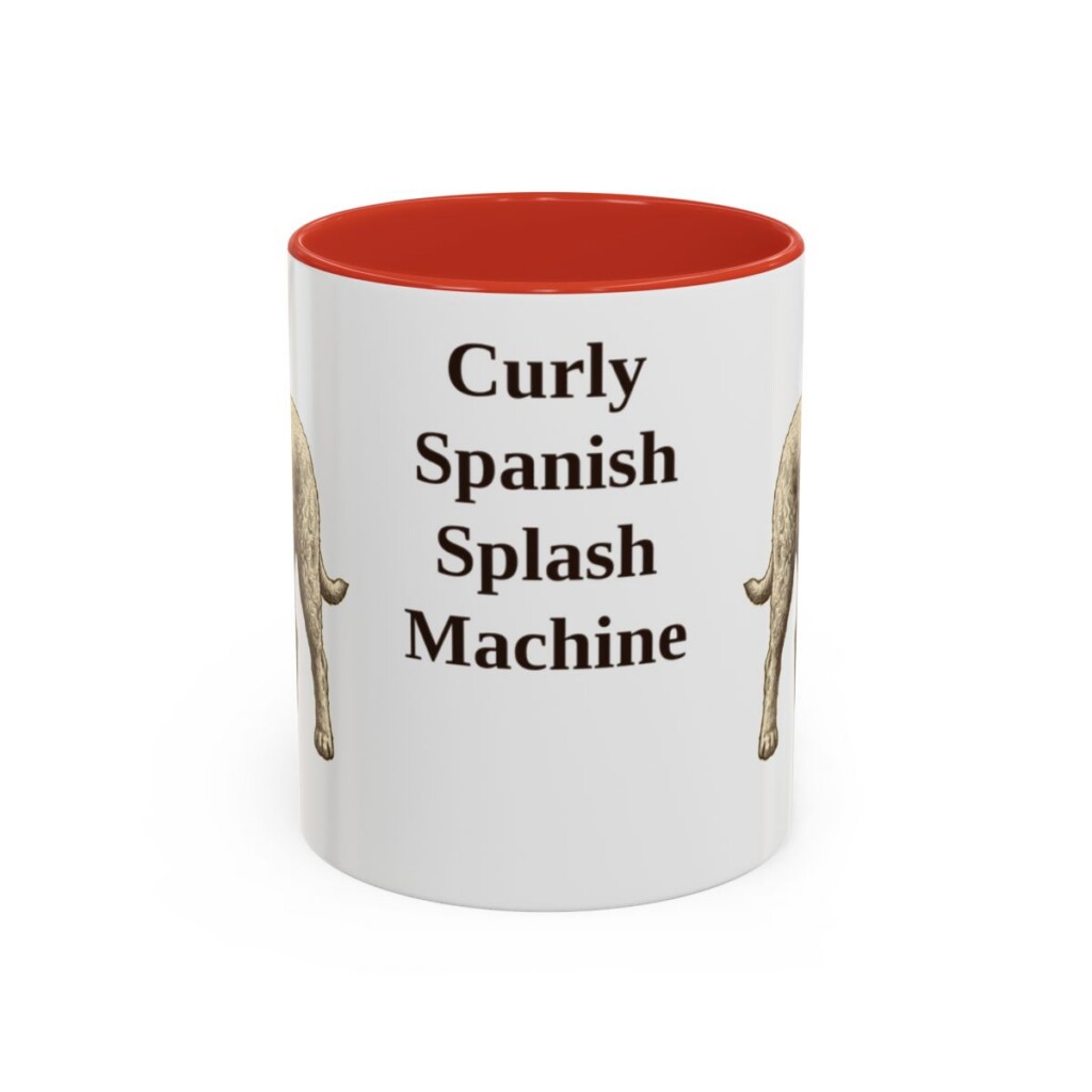 11oz Funny Spanish Water Dog Mug, Red, front view