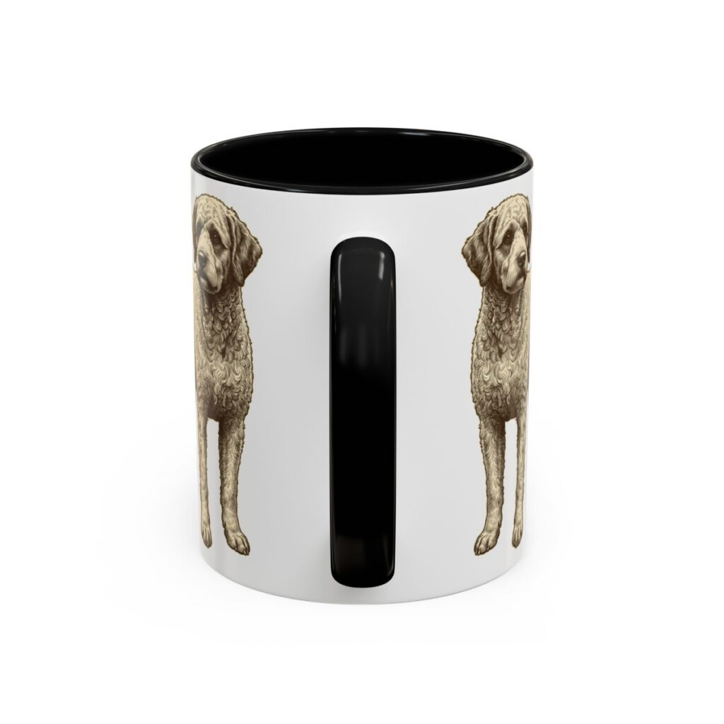 11oz Spanish Water Dog Latin Mug, Black, back view