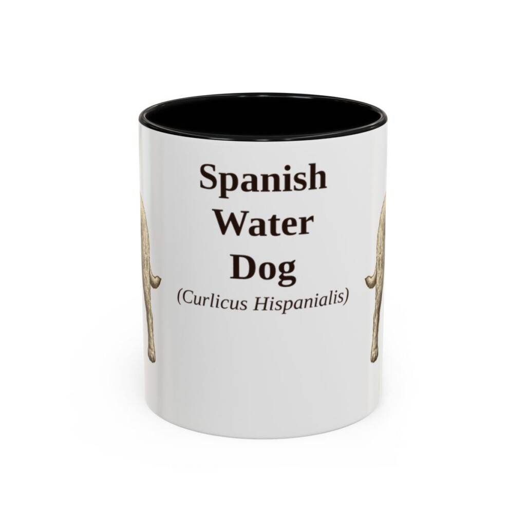 11oz Spanish Water Dog Latin Mug, Black, front view
