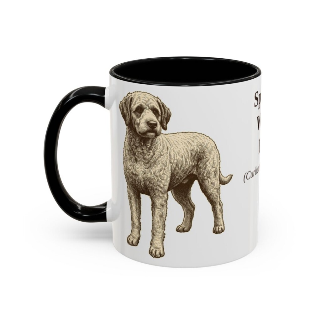 11oz Spanish Water Dog Latin Mug, Black, left side view