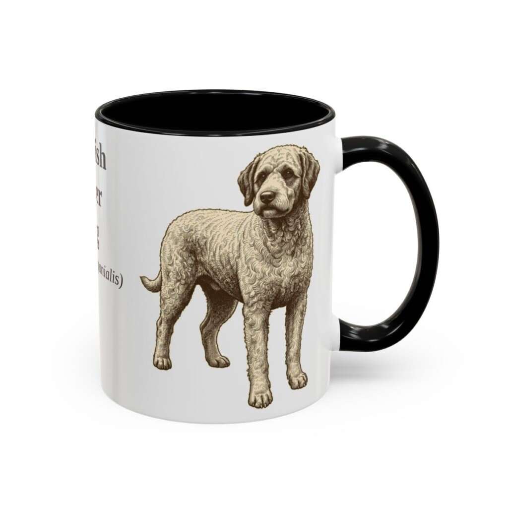 11oz Spanish Water Dog Latin Mug, Black, right side view