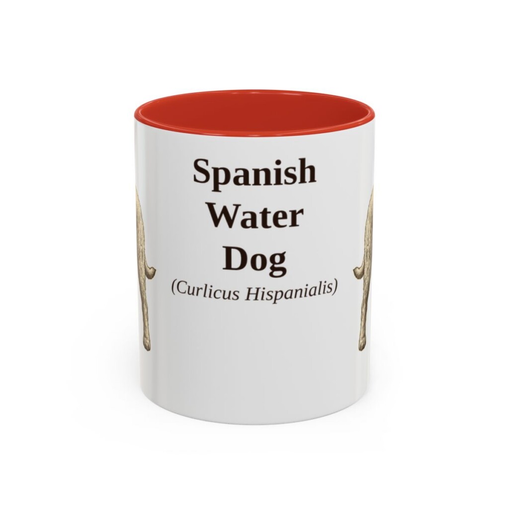 11oz Spanish Water Dog Latin Mug, Red, front view