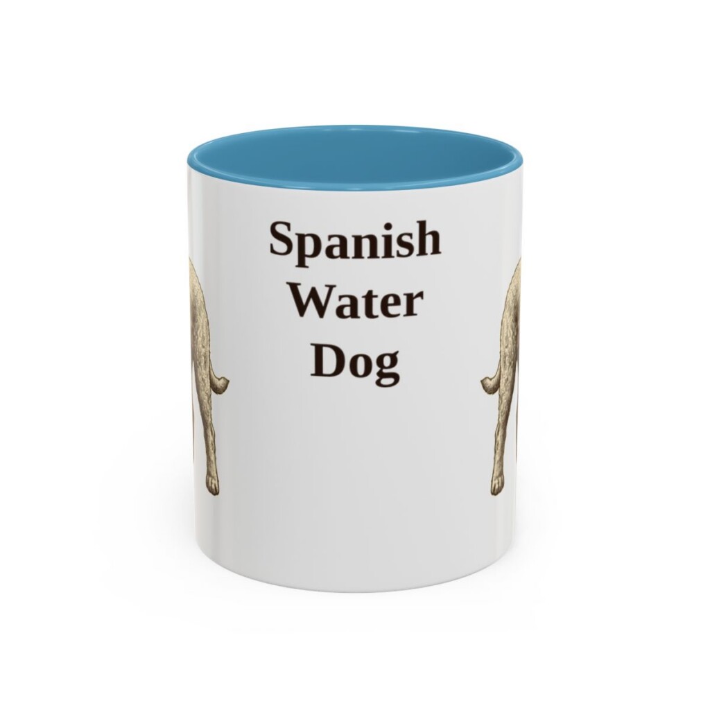 11oz Spanish Water Dog Mug, Light Blue, front view