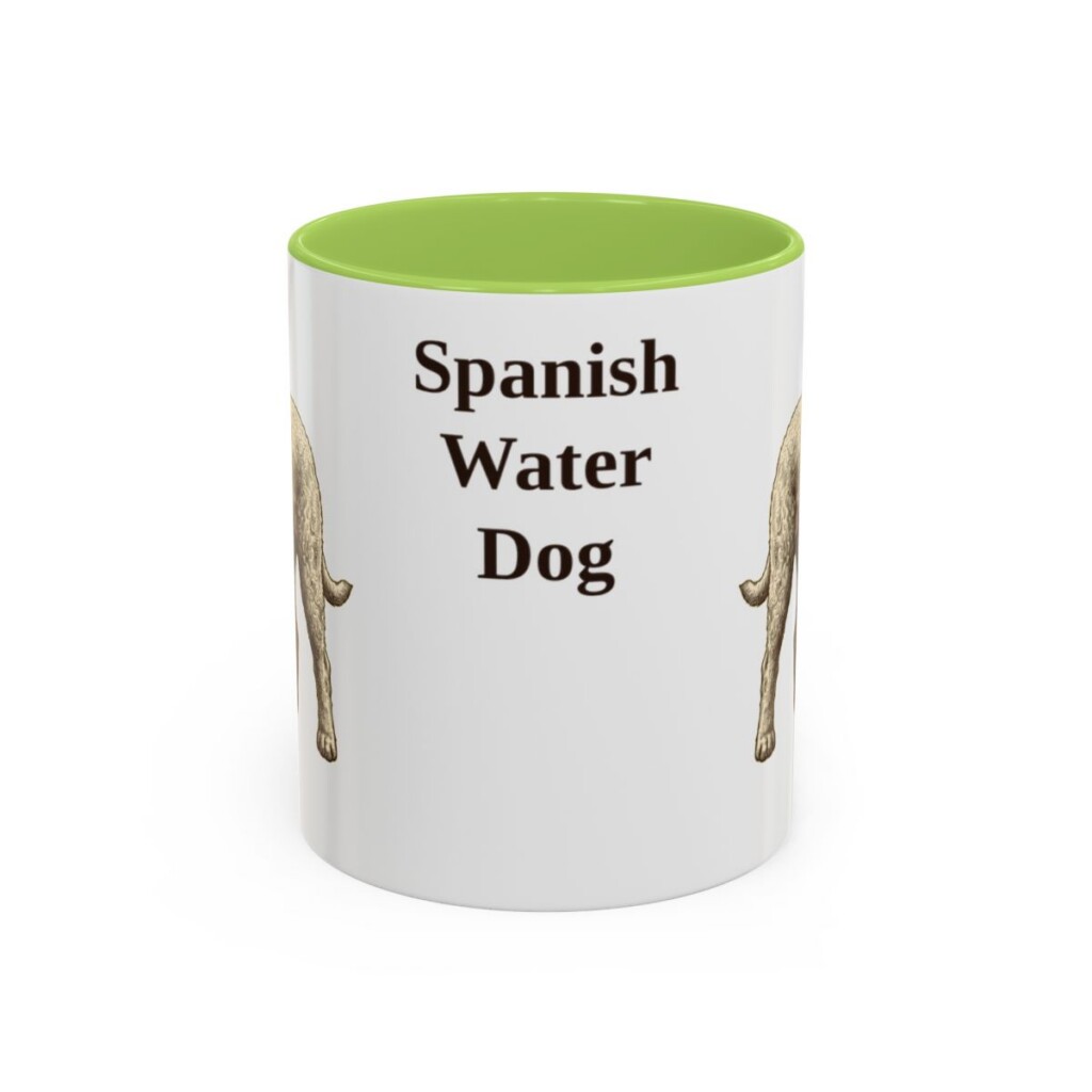 11oz Spanish Water Dog Mug, Light Green, front view