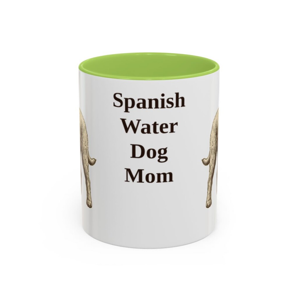 11oz Spanish Water Dog Dog Mom Mug, Light Green, front view