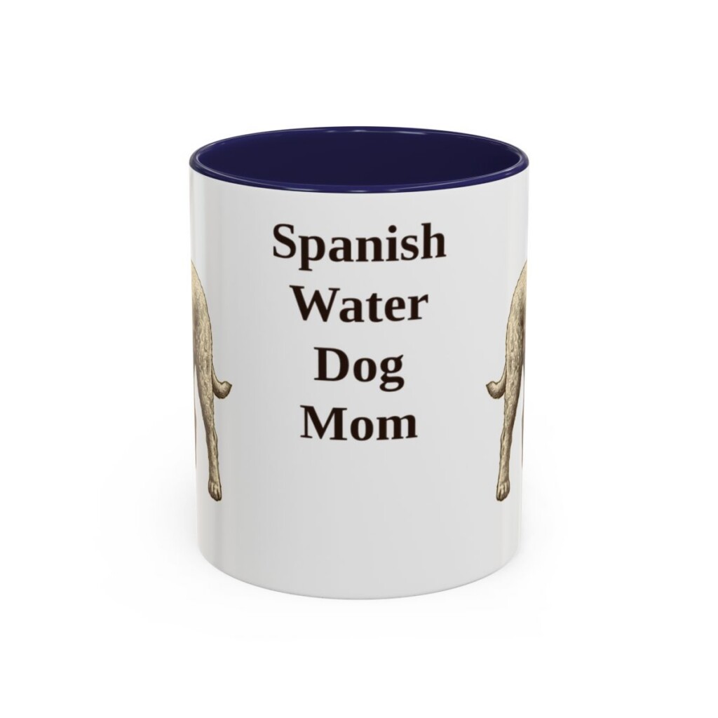 11oz Spanish Water Dog Dog Mom Mug, Navy, front view