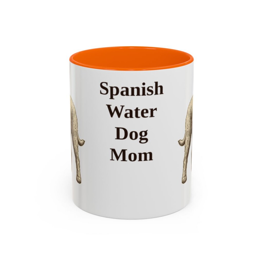 11oz Spanish Water Dog Dog Mom Mug, Orange, front view