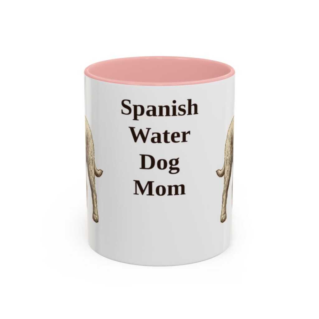 11oz Spanish Water Dog Dog Mom Mug, Pink, front view