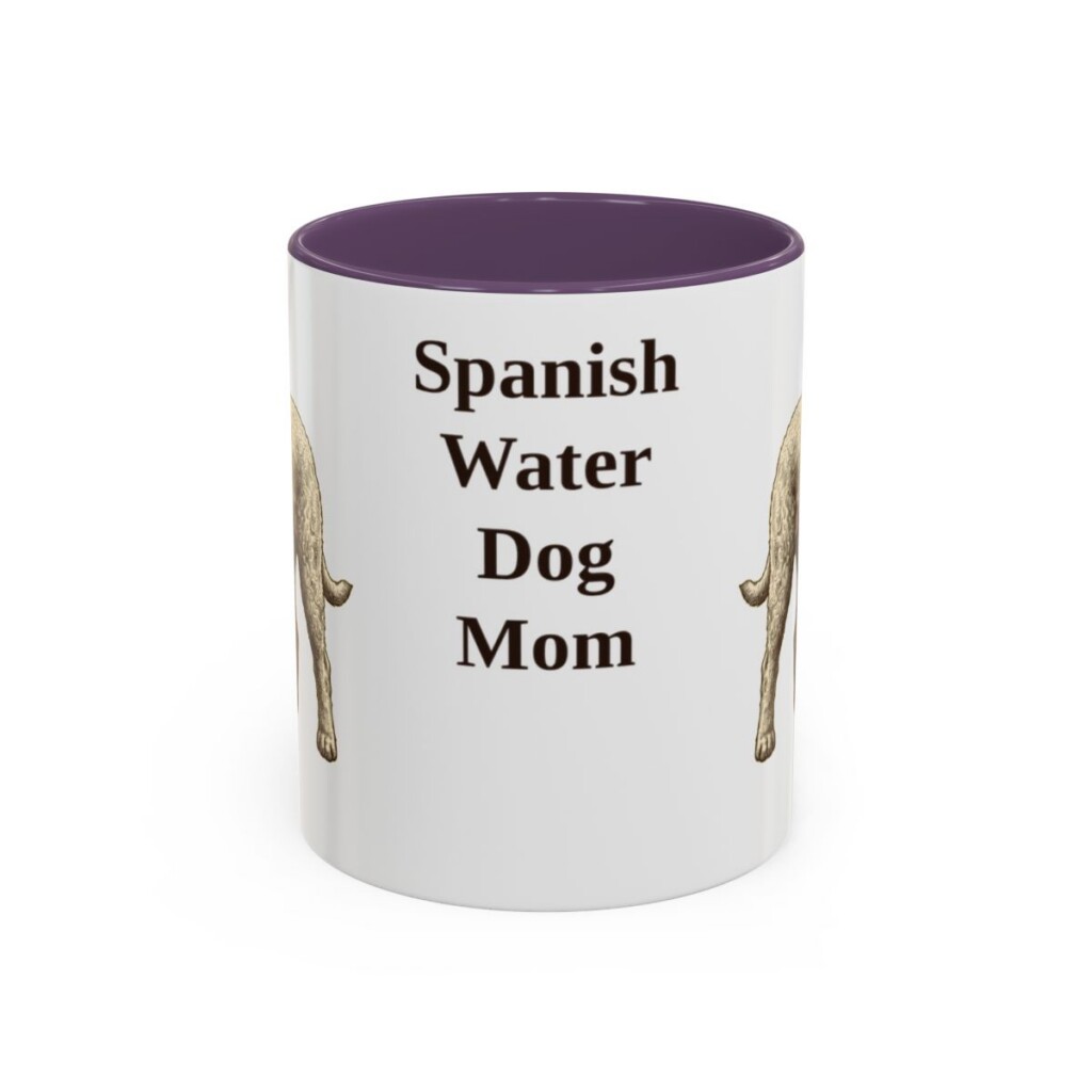 11oz Spanish Water Dog Dog Mom Mug, Purple, front view