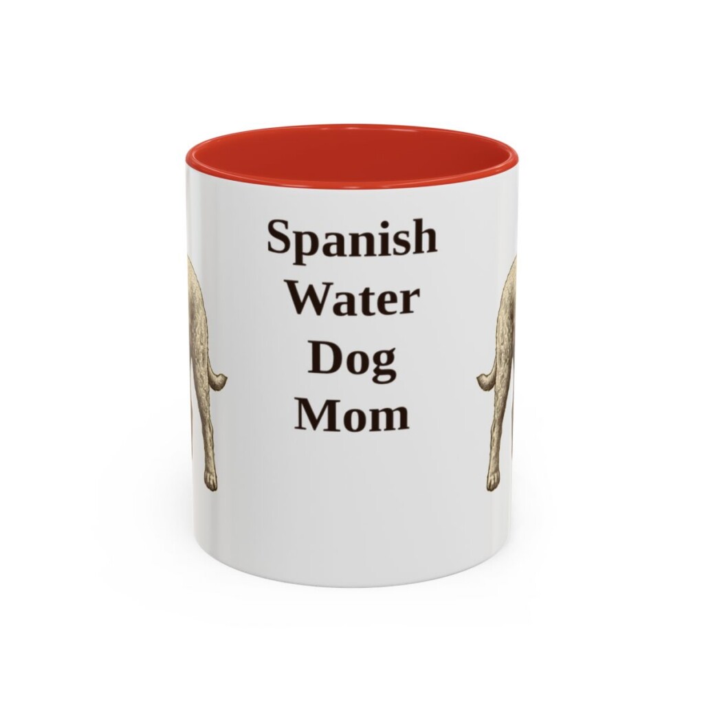 11oz Spanish Water Dog Dog Mom Mug, Red, front view