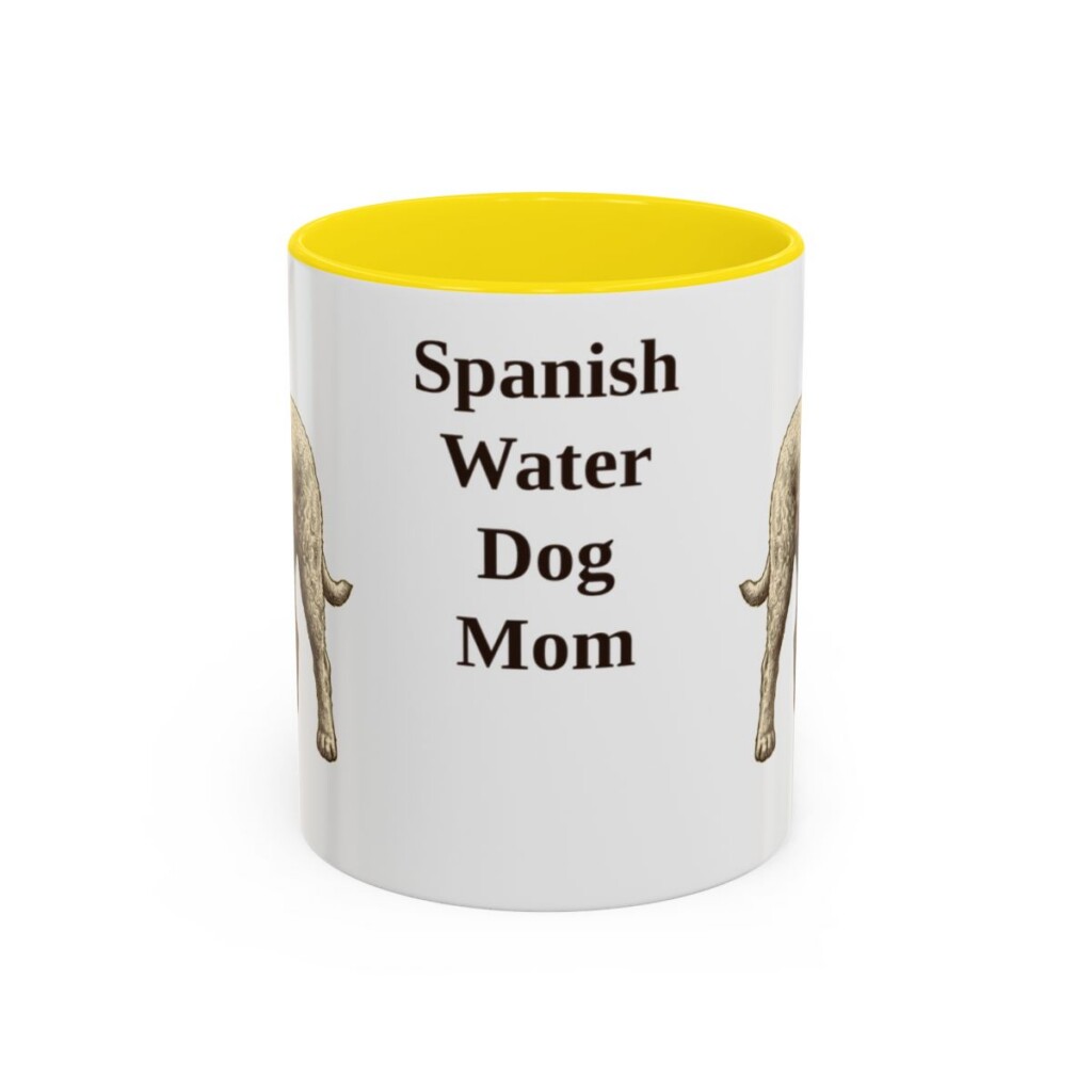 11oz Spanish Water Dog Dog Mom Mug, Yellow, front view