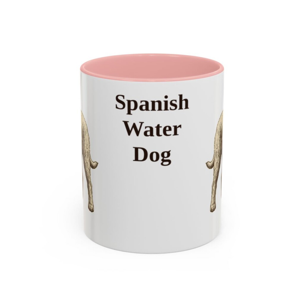 11oz Spanish Water Dog Mug, Pink, front view