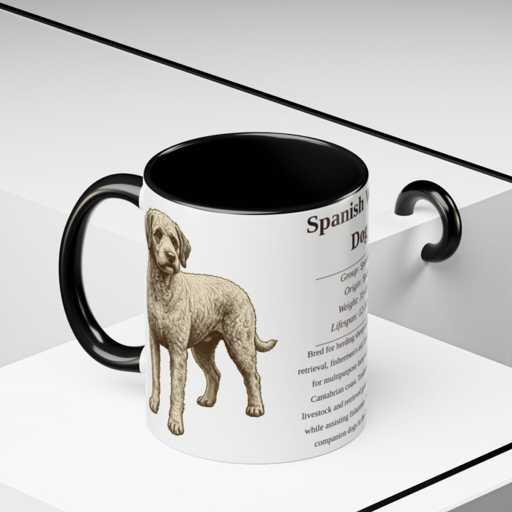11oz-spanish-water-dog-mug-writeup-black-context-2 11oz Spanish Water Dog Mug, Black, lifestyle photo