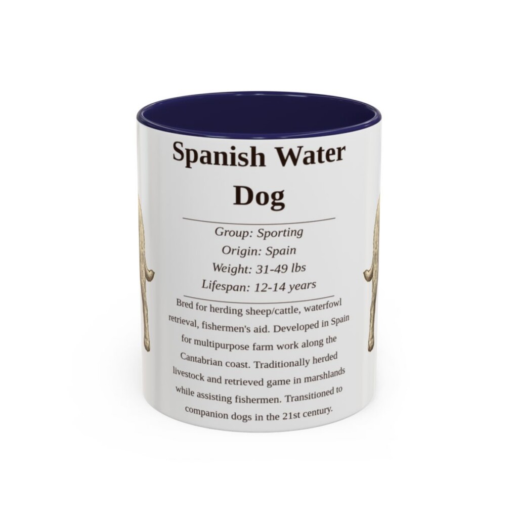 11oz-spanish-water-dog-mug-writeup-navy 11oz Spanish Water Dog Mug, Navy, front view