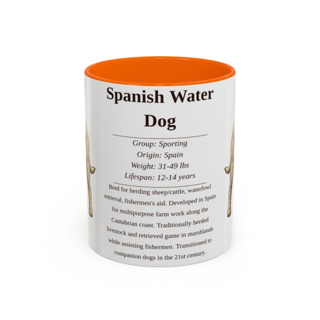 11oz-spanish-water-dog-mug-writeup-orange 11oz Spanish Water Dog Mug, Orange, front view