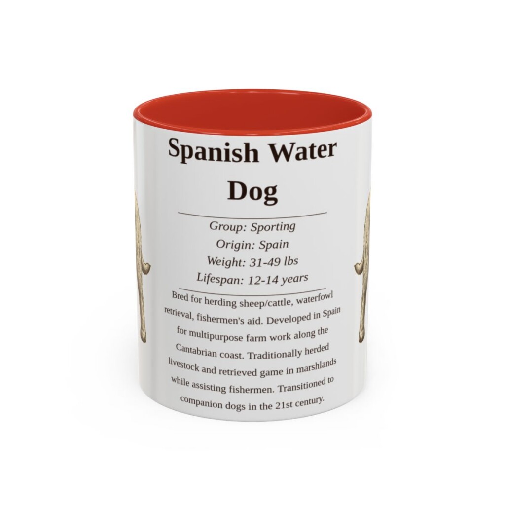11oz-spanish-water-dog-mug-writeup-red 11oz Spanish Water Dog Mug, Red, front view