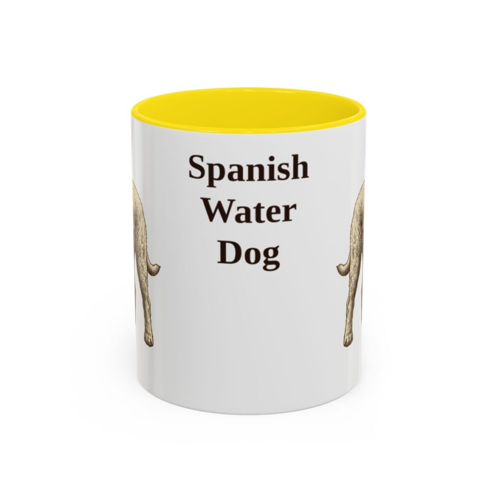 11oz Spanish Water Dog Mug, Yellow, front view