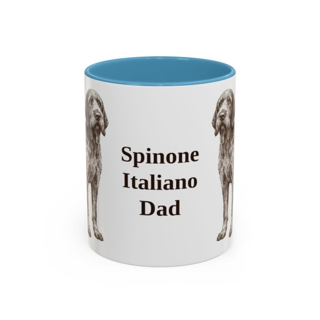 11oz Spinone Italiano Dog Dad Mug, Light Blue, front view