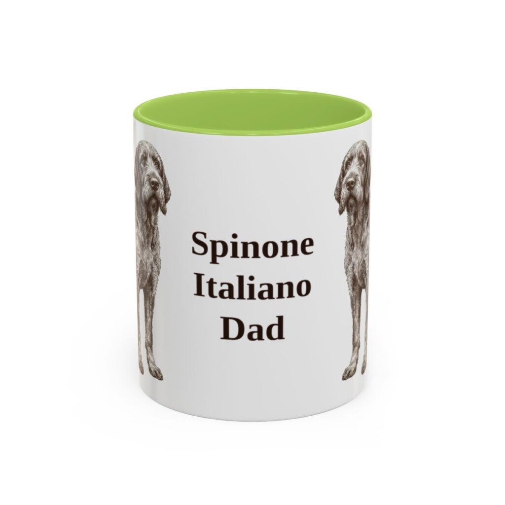 11oz Spinone Italiano Dog Dad Mug, Light Green, front view
