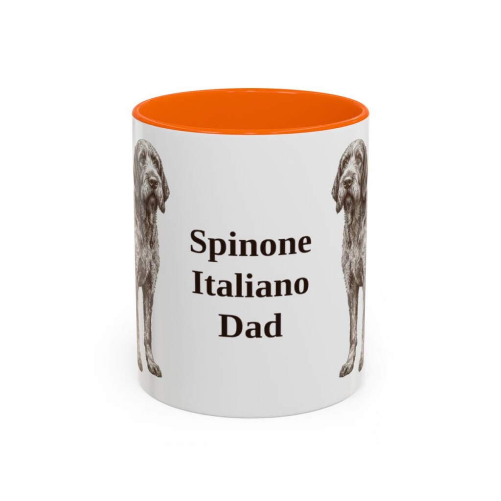 11oz Spinone Italiano Dog Dad Mug, Orange, front view