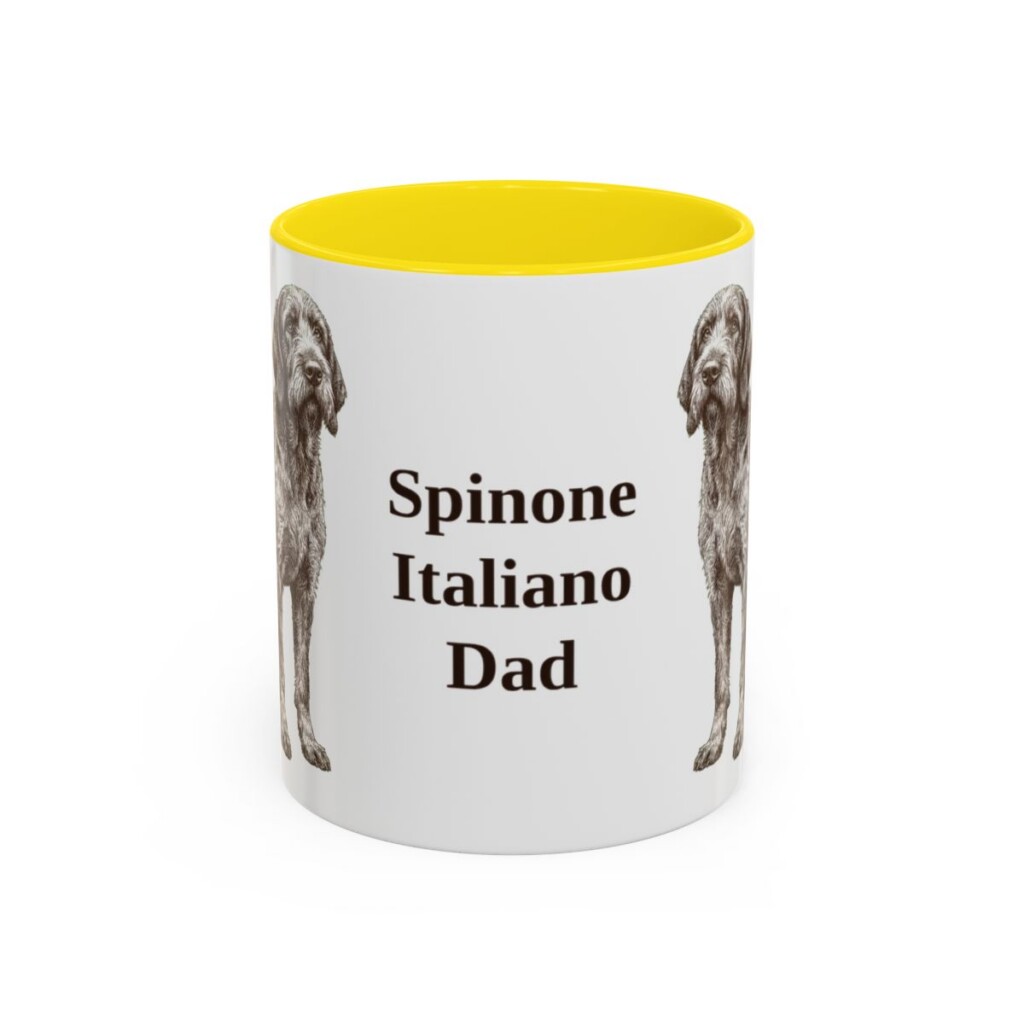 11oz Spinone Italiano Dog Dad Mug, Yellow, front view