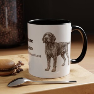 11oz Spinone Italiano Latin Mug, Black, lifestyle photo