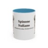 11oz Spinone Italiano Latin Mug, Light Blue, front view