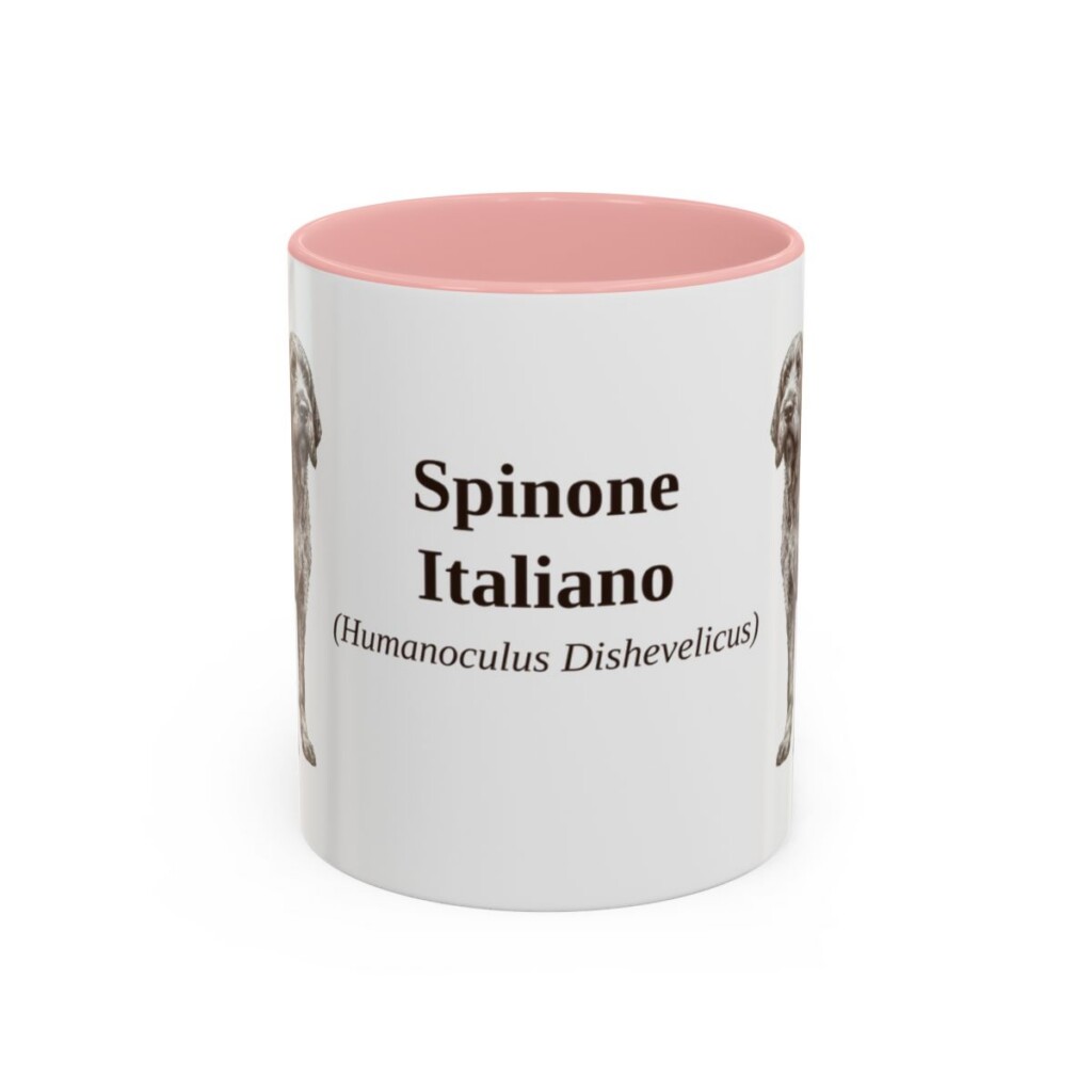 11oz Spinone Italiano Latin Mug, Pink, front view
