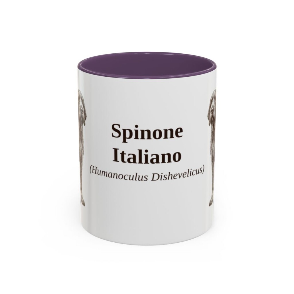 11oz Spinone Italiano Latin Mug, Purple, front view