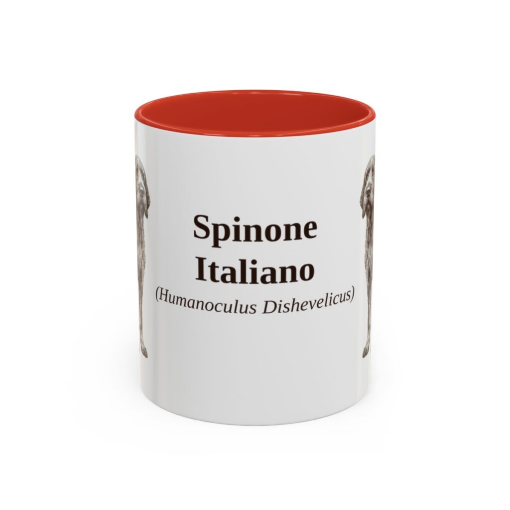 11oz Spinone Italiano Latin Mug, Red, front view