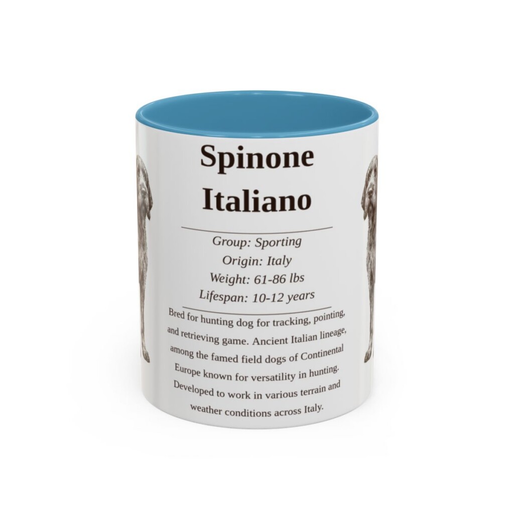 11oz Spinone Italiano Mug, Light Blue, front view