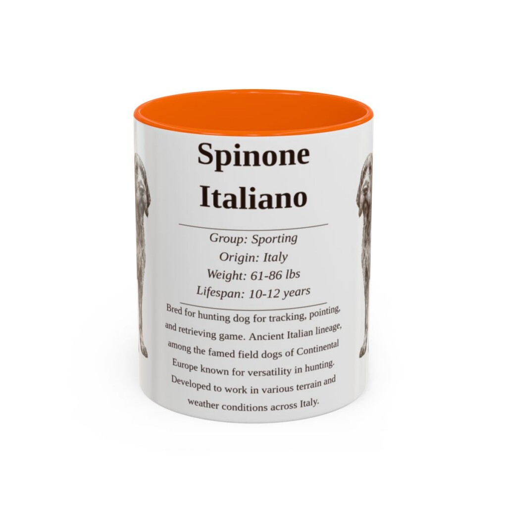11oz Spinone Italiano Mug, Orange, front view