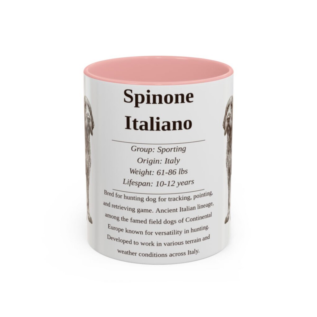 11oz Spinone Italiano Mug, Pink, front view
