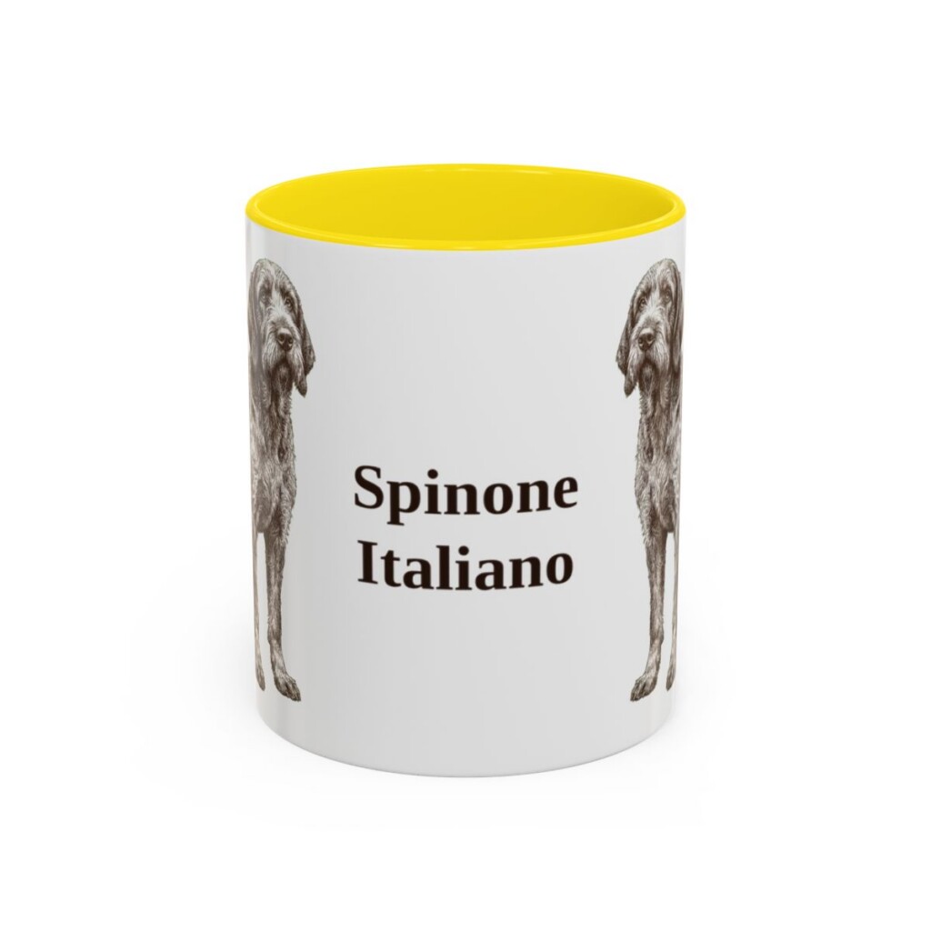 11oz Spinone Italiano Mug, Yellow, front view