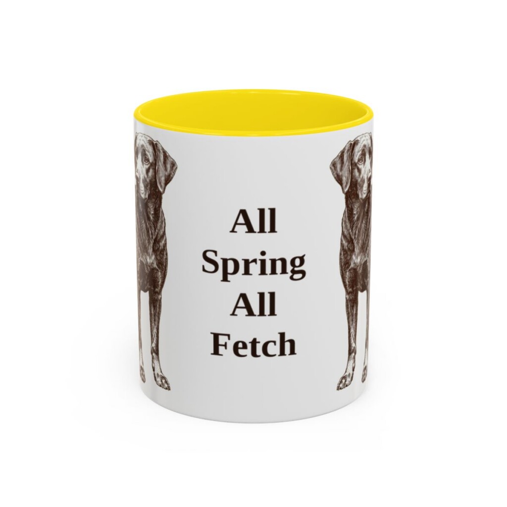 11oz Funny Springador Mug, Yellow, front view